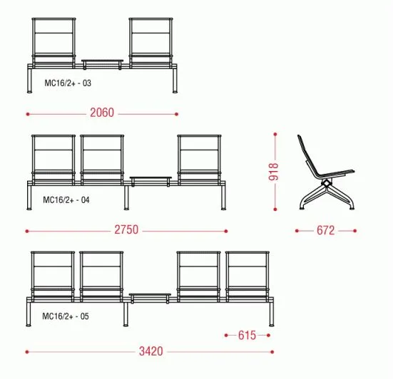 Двухместная секция Aero plus БП со столиком фото 2