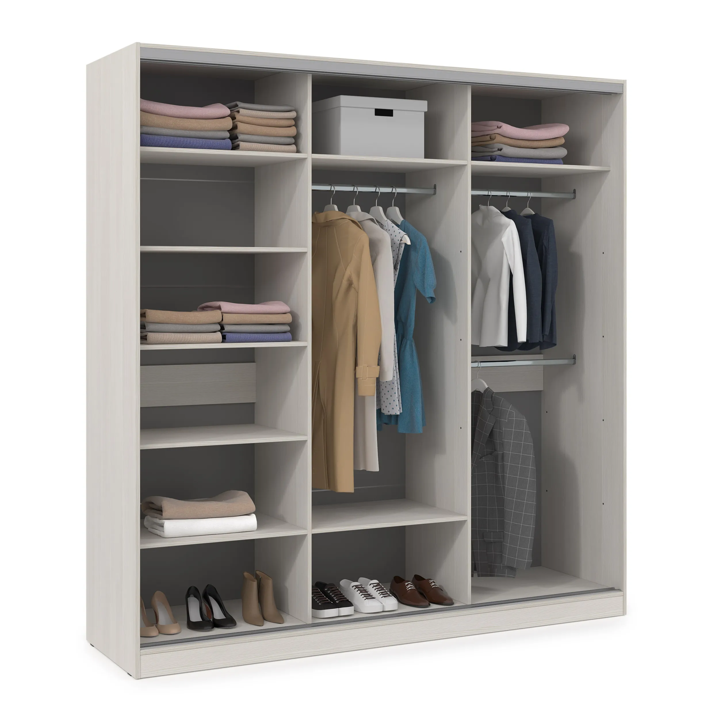 Шкаф-купе 3-дверный со штангой и полками (база 3) фото 3