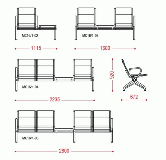 Двухместная секция Aero PU 2П со столиком фото 2