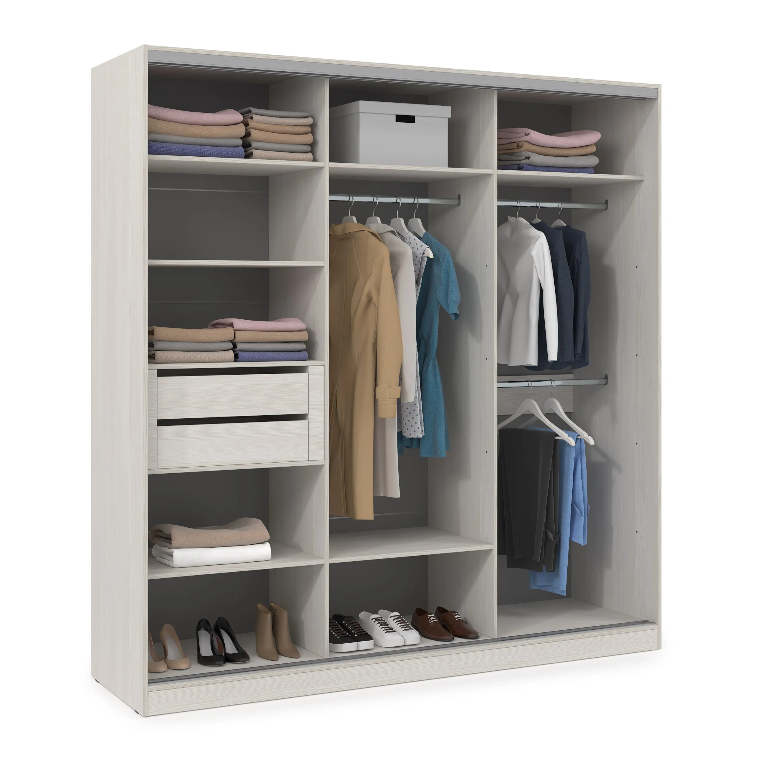 Шкаф-купе 3-дверный со штангой и полками (база 6) фото 0