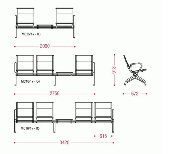 Трехместная секция Aero plus 2П со столиком фото 2